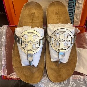 NEW Tory Burch Miller Cloud Spark Gold Sandals Size 8 NWT